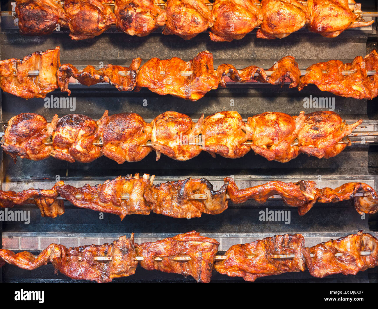 Pollo alla griglia spiedo, REGNO UNITO Foto Stock