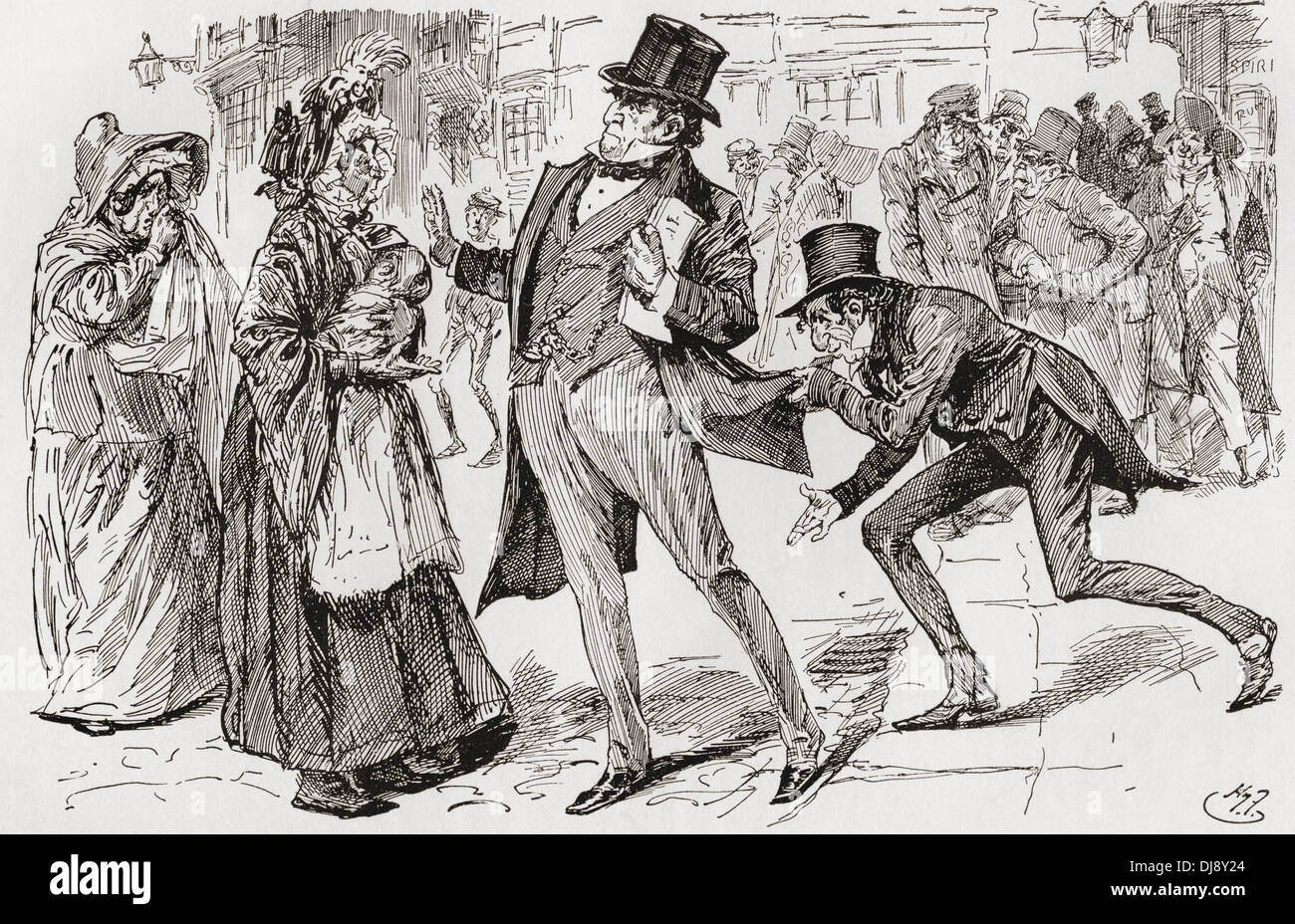 Il sig. Jaggers e i suoi clienti. Illustrazione di Harry Furniss di Charles Dickens nuovi grandi aspettative. Foto Stock