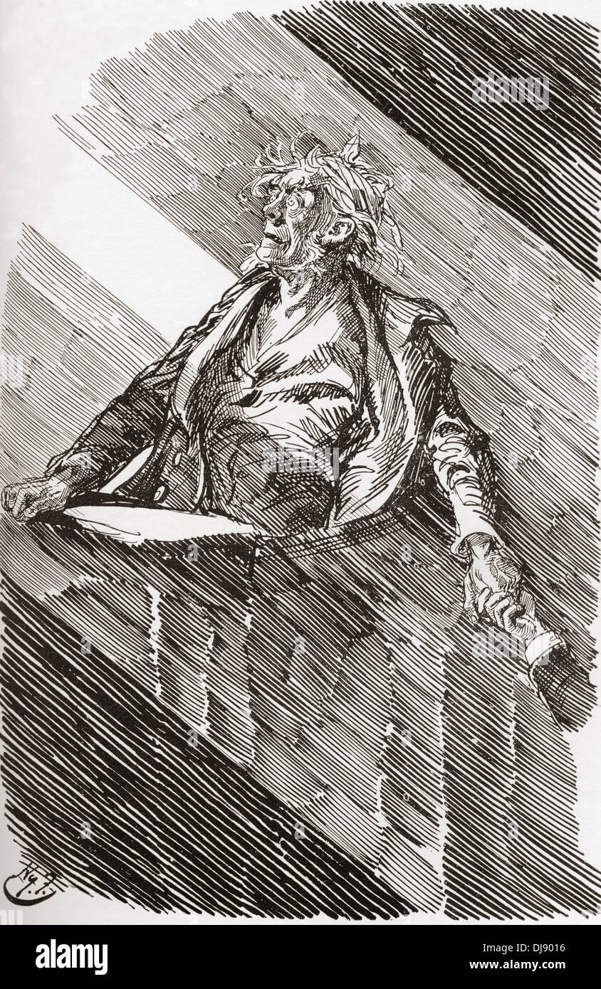 Magwitch sotto la minaccia di una condanna a morte. Illustrazione di Harry Furniss di Charles Dickens nuovi grandi aspettative. Foto Stock