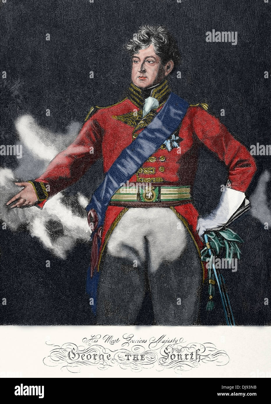George V (1762-1830). Re del Regno Unito di Gran Bretagna e Irlanda e il re di Hannover. Incisione colorata. Foto Stock