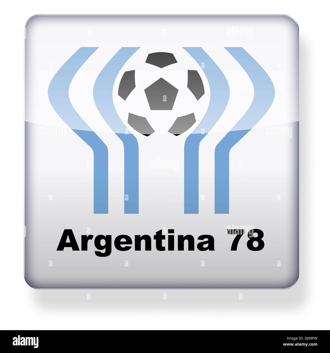 Argentina 1978 World Cup logo come l'icona di un'app. Percorso di clipping incluso. Foto Stock