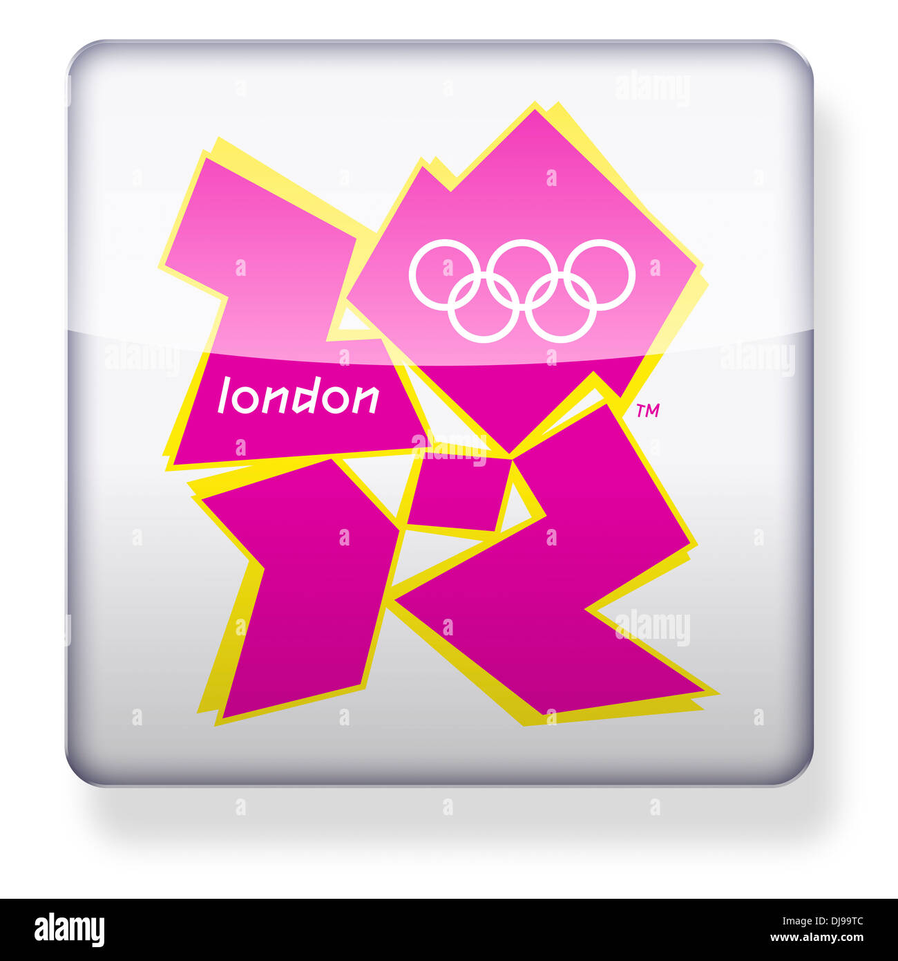 Olimpiadi di Londra 2012 logo come l'icona di un'app. Percorso di clipping incluso. Foto Stock