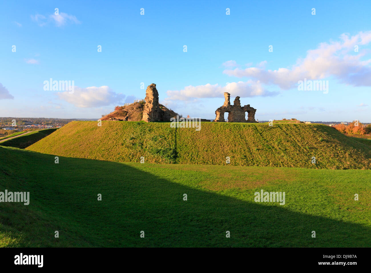 Le rovine del Castello di Sandal, sandalo Magna, Wakefield, West Yorkshire, Inghilterra, Regno Unito. Foto Stock