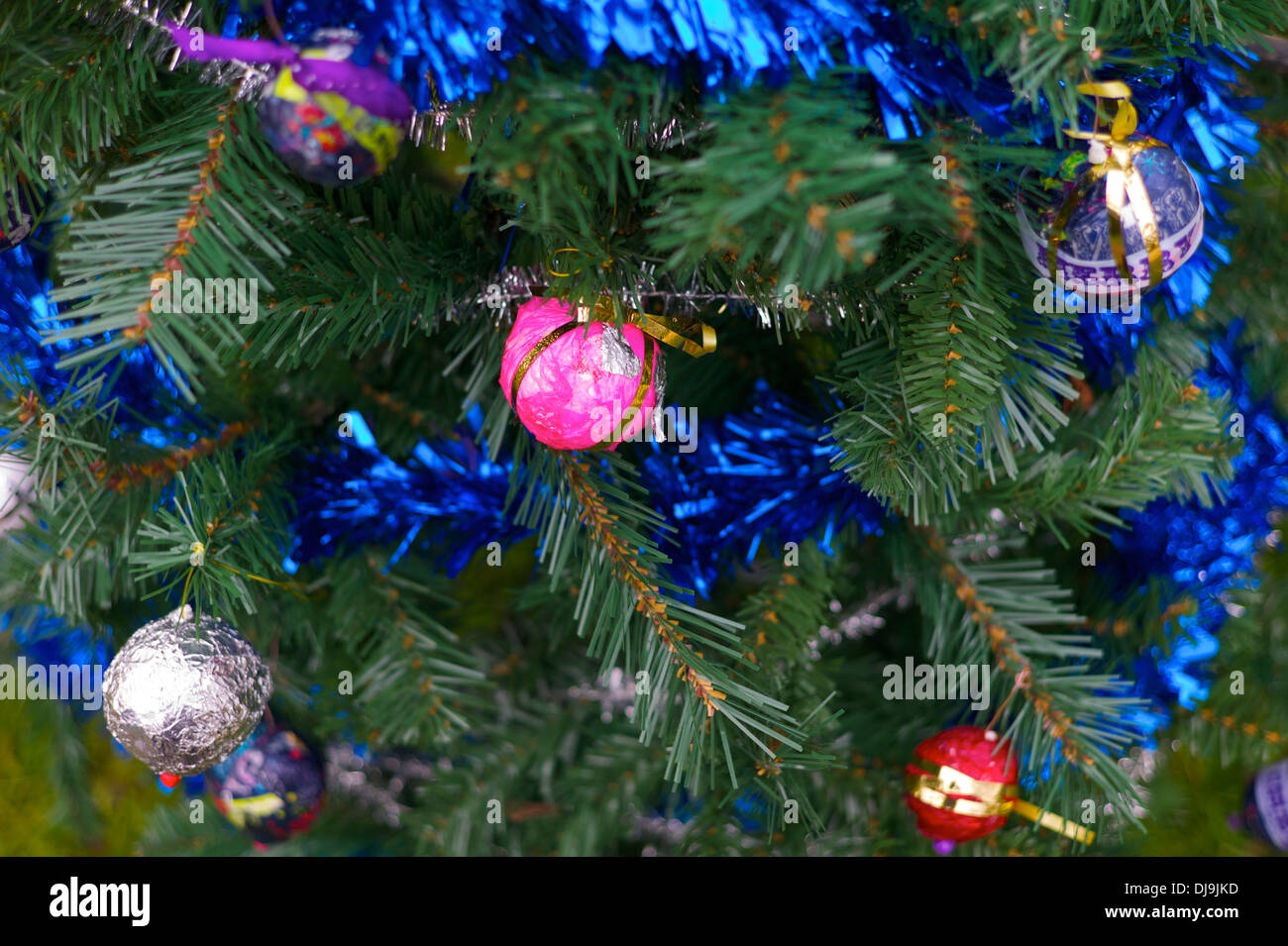 Fatta in Casa decorazioni natalizie, REGNO UNITO Foto Stock