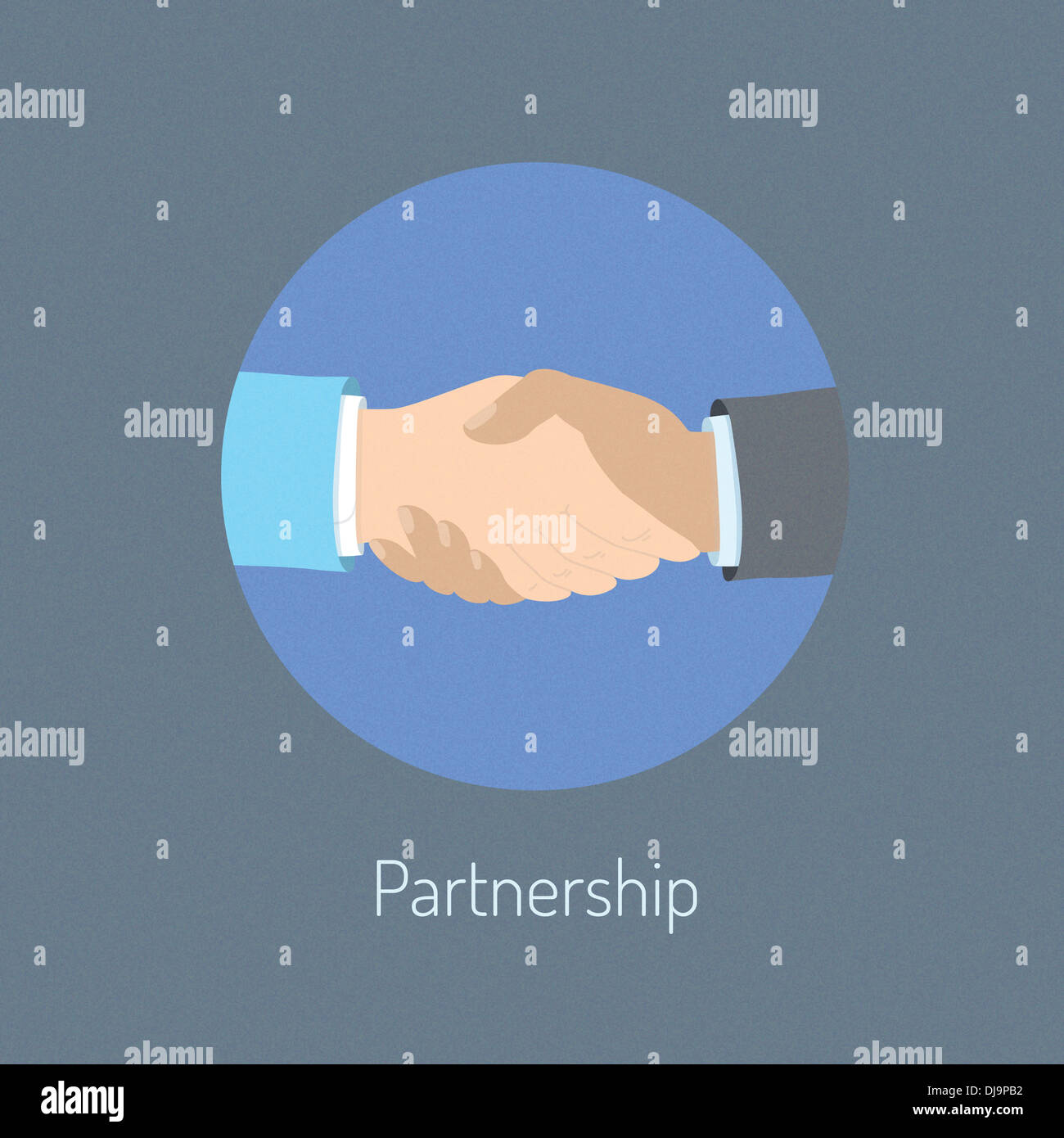 Concetto di illustrazione di due persone di affari agitando a mano che simboleggiano il partenariato di cooperazione e di successo di negoziazione della trattativa Foto Stock
