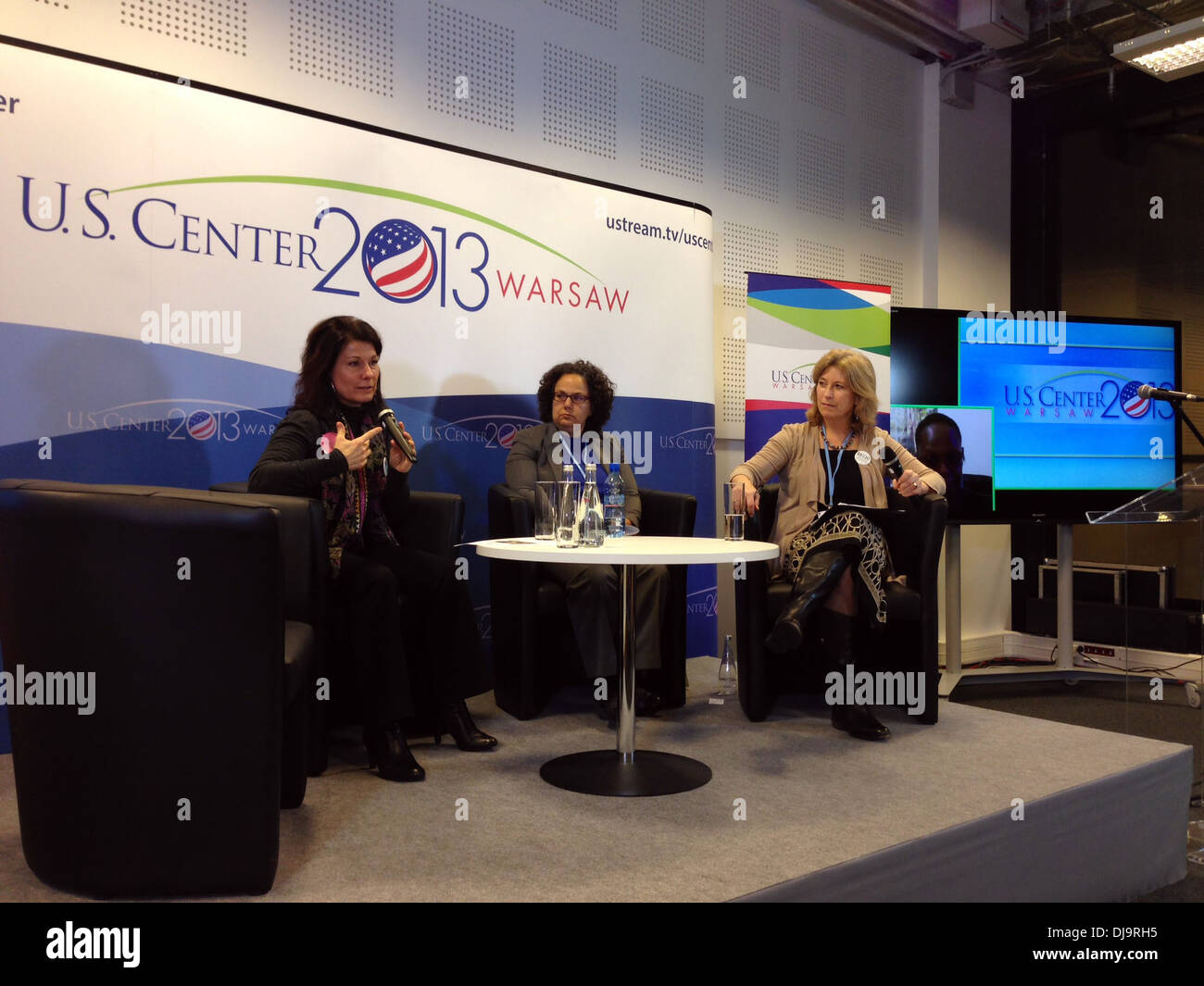 Un panel di discussione sui premi e le sfide per le donne il problema del cambiamento climatico Foto Stock