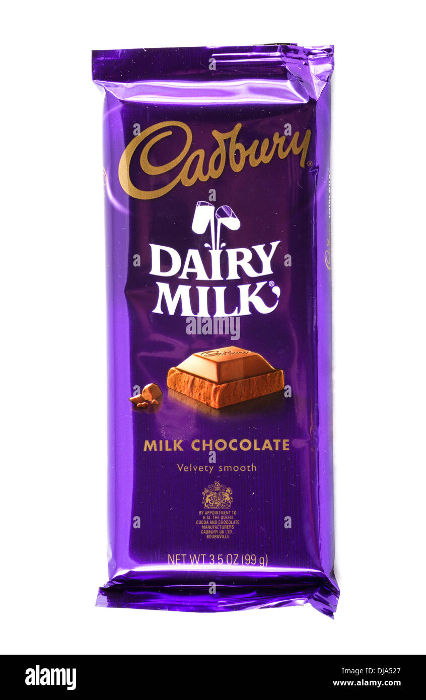 Bar di Cadbury Dairy Milk milk chocolate candy, STATI UNITI D'AMERICA Foto Stock