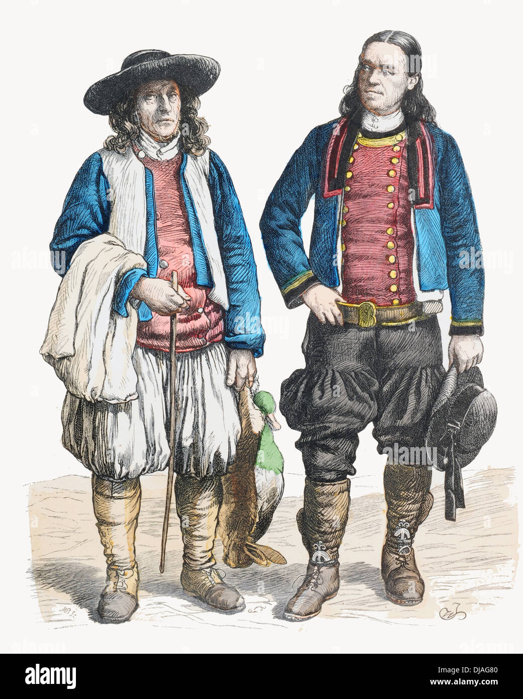 Xix secolo XIX Francia costumi tradizionali della Bretagna Foto Stock
