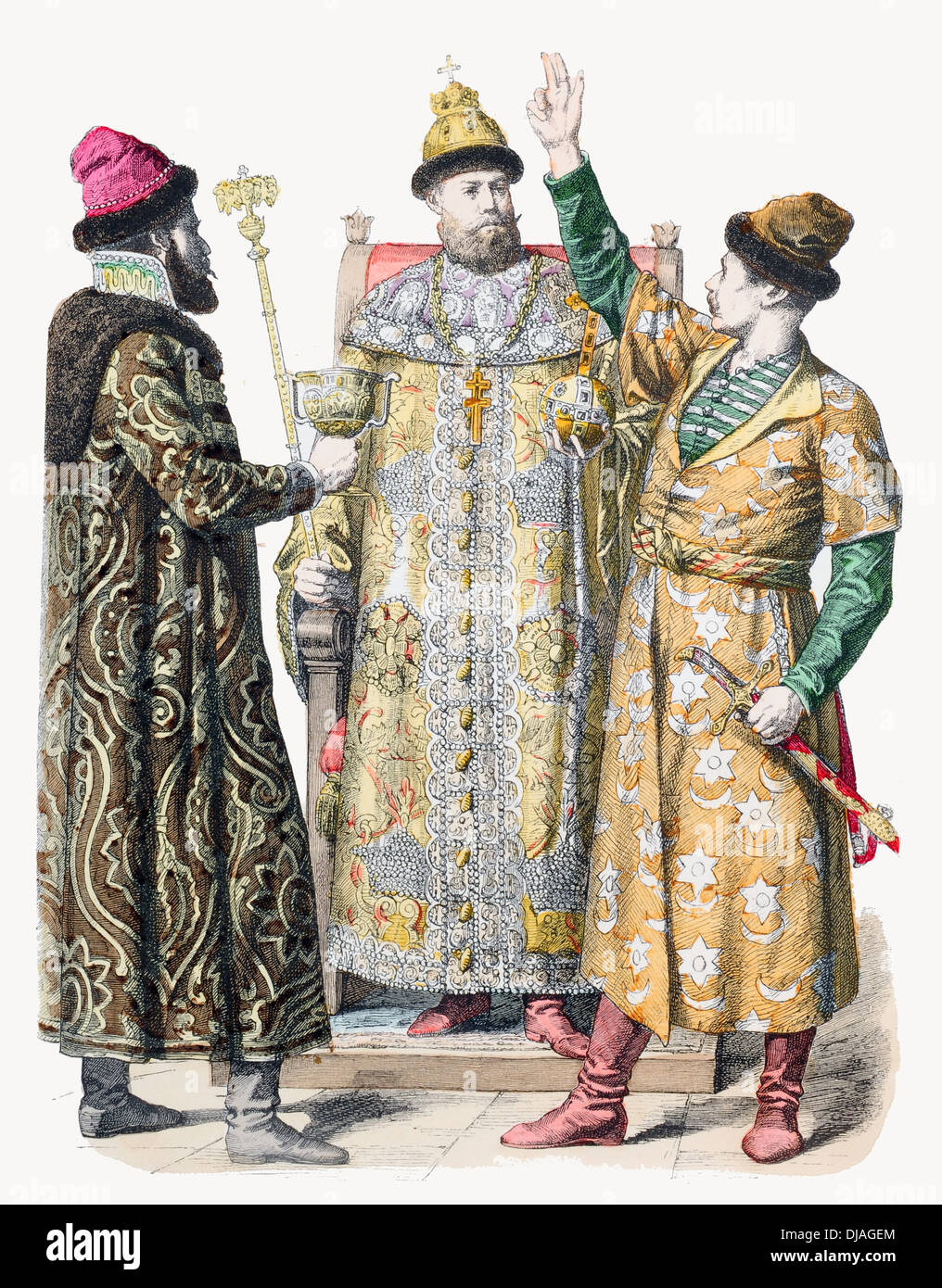 Xvii secolo XVII al diciottesimo secolo XVIII costume russo di Boyar zar Foto Stock