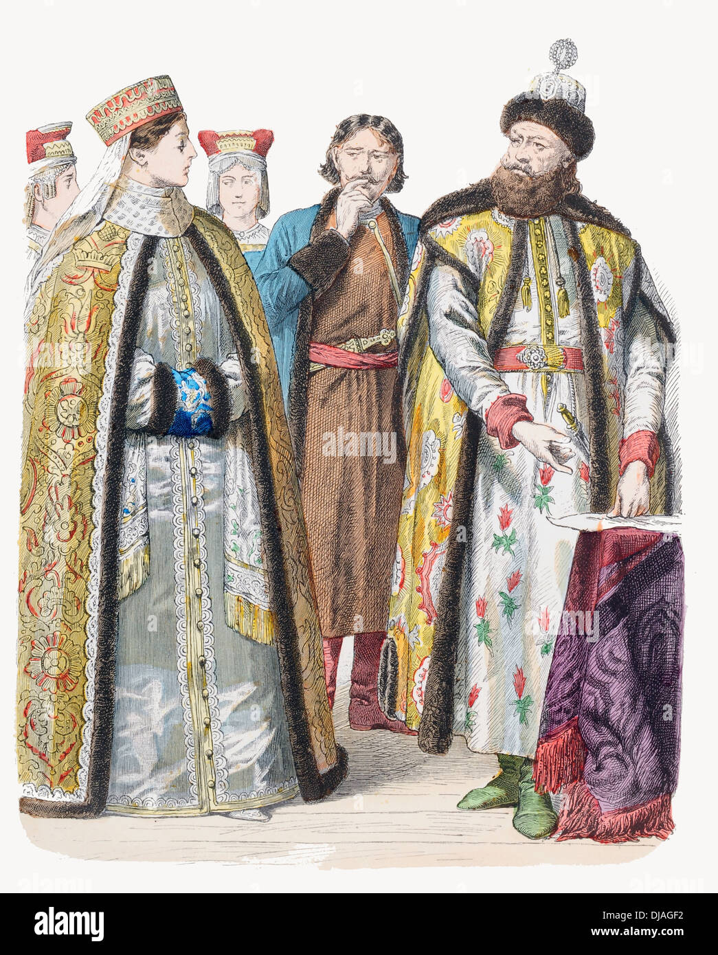 Xvii secolo XVII al diciottesimo secolo XVIII costume russo e Boiardi Boyaress Foto Stock