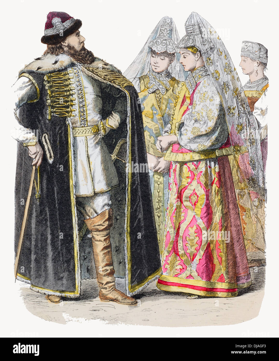 Xvii secolo XVII al diciottesimo secolo XVIII signora russa di Torschko costume estate Foto Stock