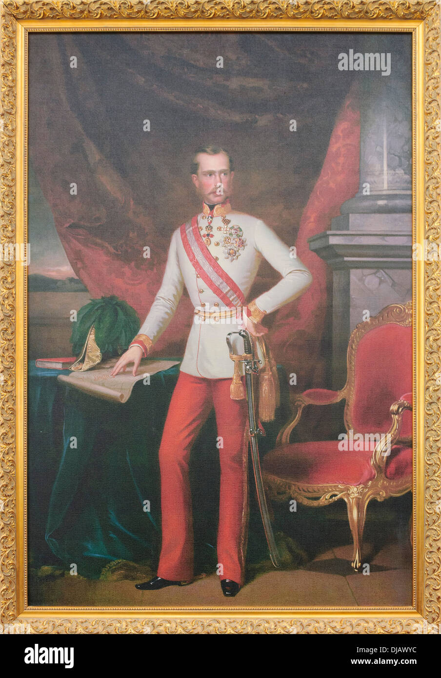 La pittura dell'Imperatore Franz Joseph I d'Austria, Schloss Palazzo Schoenbrunn, Vienna, Austria Foto Stock