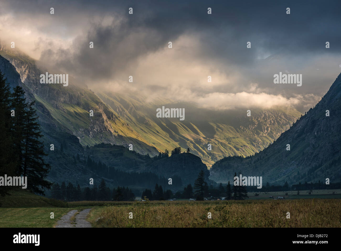 La mattina presto umore in Val Cenis Vanoise valley, Savoie dipartimento, regione Rhône-Alpes, in Francia Foto Stock