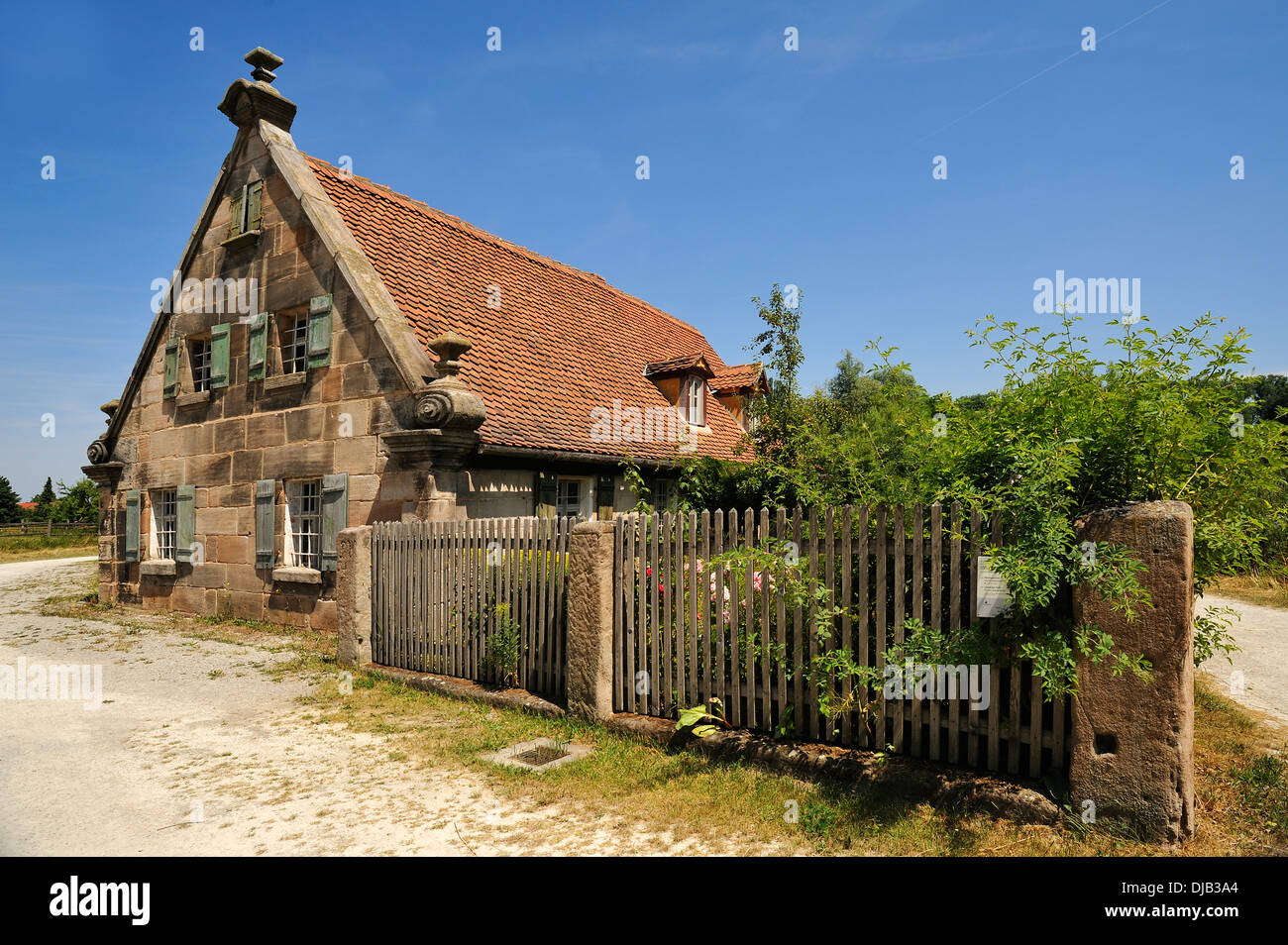 Piccola casa colonica costruita Franconia 1670 Open Air Museum, Bad Windsheim, Media Franconia, Baviera, Germania Foto Stock