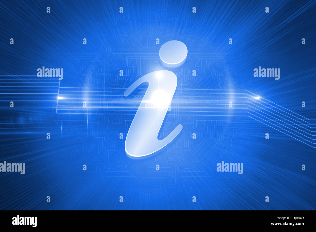 Shiny icona informazioni su sfondo blu Foto Stock