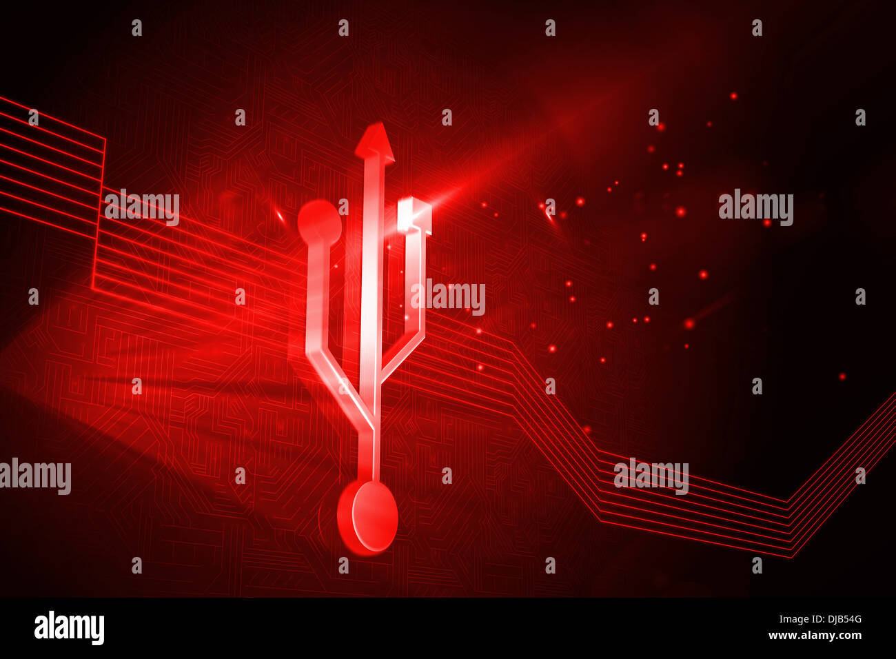 Rosso lucido icona di connessione su sfondo nero Foto Stock