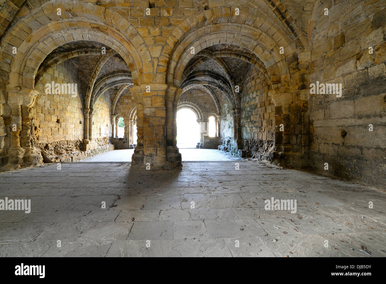 Capitolo casa di Abbazia di Kirkstall Kirkstall, Leeds, West Yorkshire, Inghilterra, Regno Unito Foto Stock