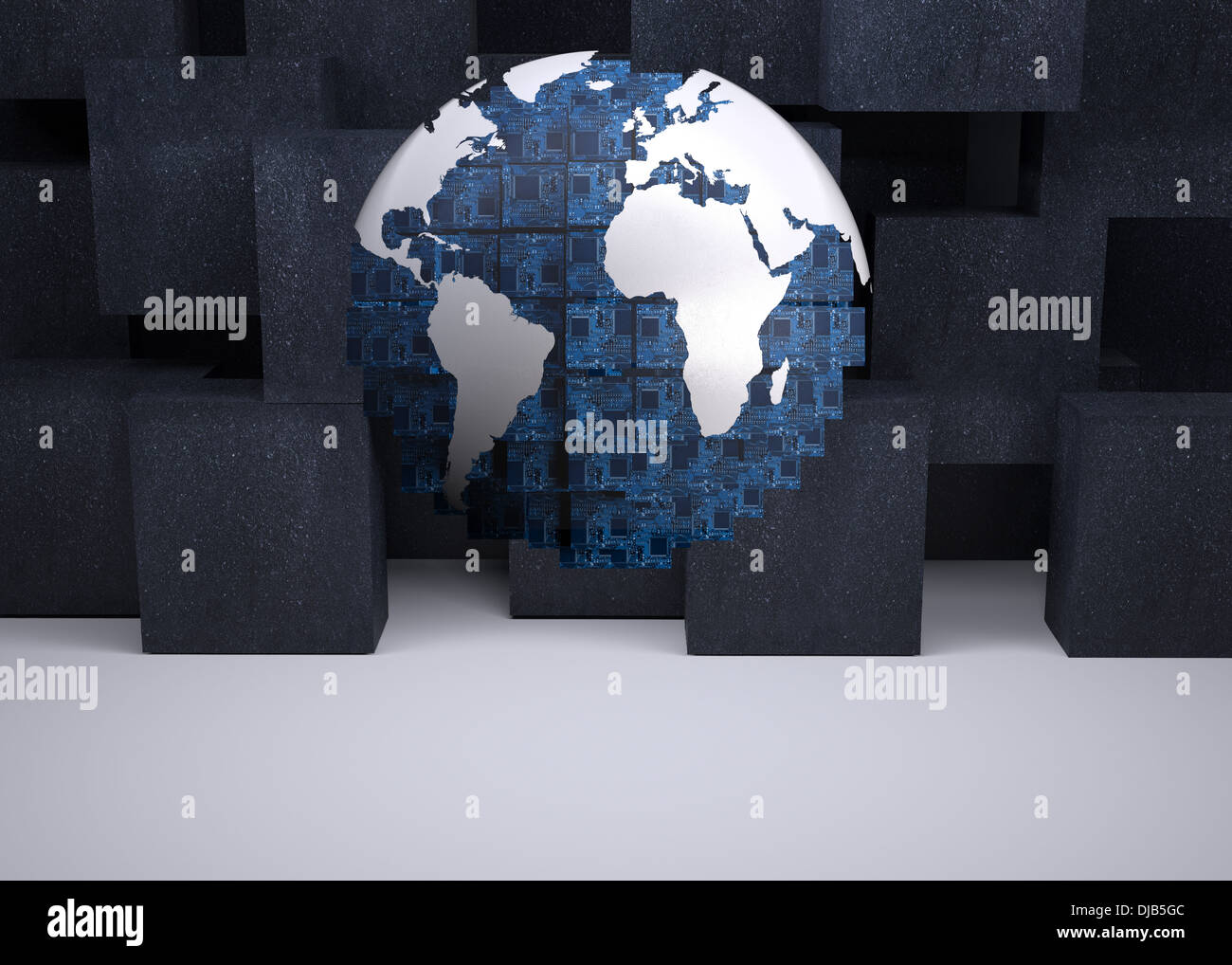 Digital Globe nero su sfondo astratto Foto Stock