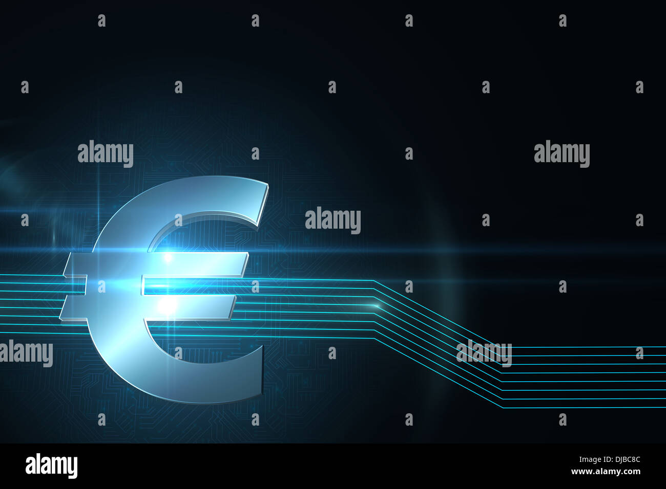 Simbolo dell'euro su un background tecnico Foto Stock