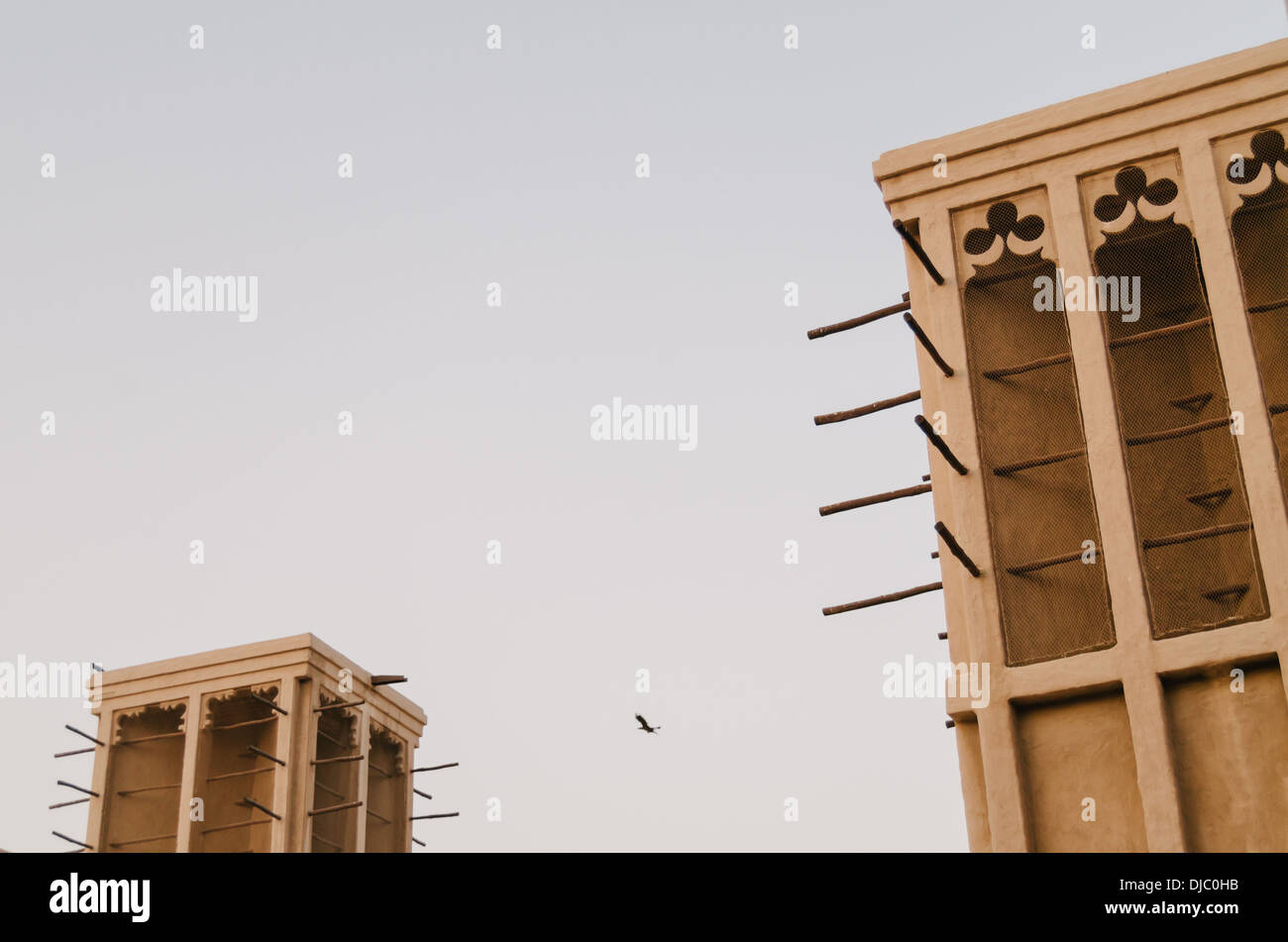 Torri del vento in corrispondenza di Sheikh Saeed Al-Maktoum Casa di Shindagha quartiere. Dubai, EAU. Foto Stock