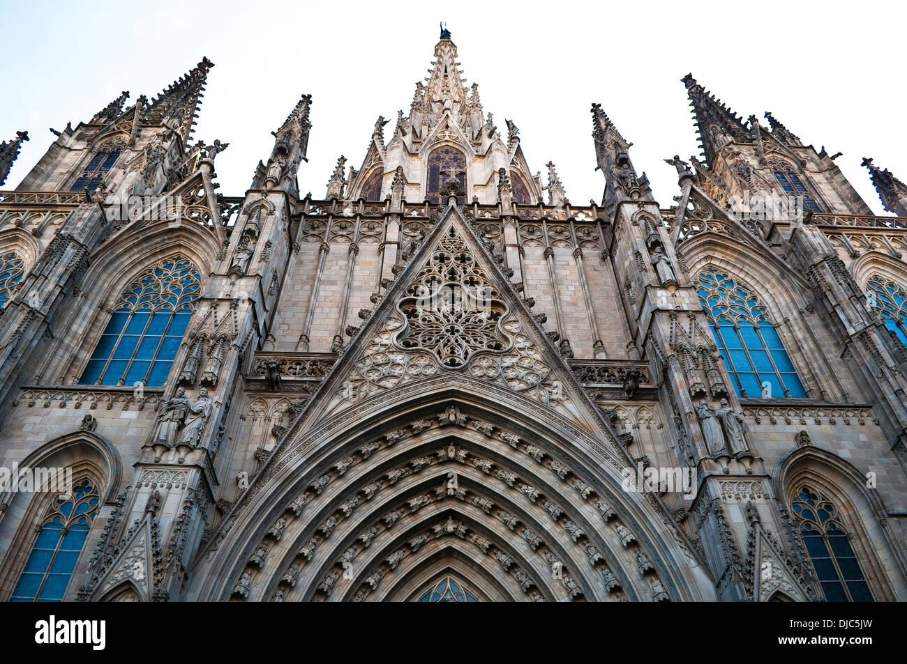 Portale principale della cattedrale, Barcellona, Spagna Foto Stock