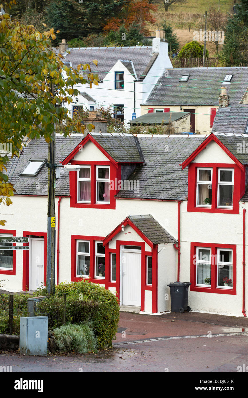 Case in Leadhills, paesi più alti in Scozia, Regno Unito, nel sud della montagna, Foto Stock