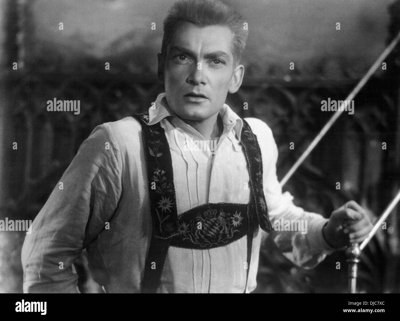 Jean Marais sul set del film, l'Aquila ha due teste (aka L'Aigle a Deux Tetes), 1948 Foto Stock