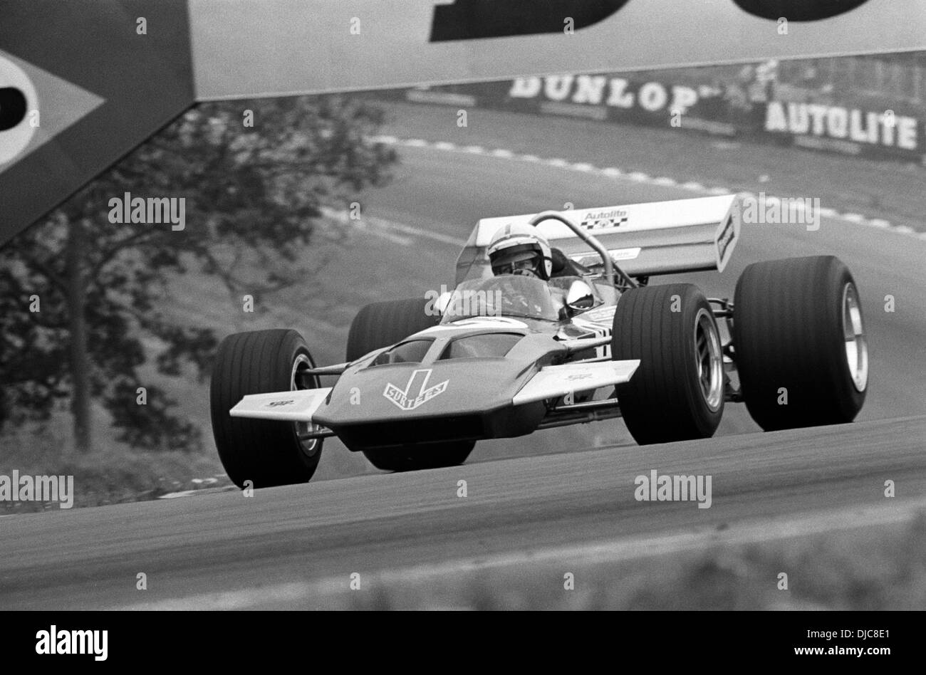 John Surtees' esordio della nuova Formula 1 Surtees TS7 auto, British GP, Brands Hatch, in Inghilterra il 18 luglio 1970. Foto Stock