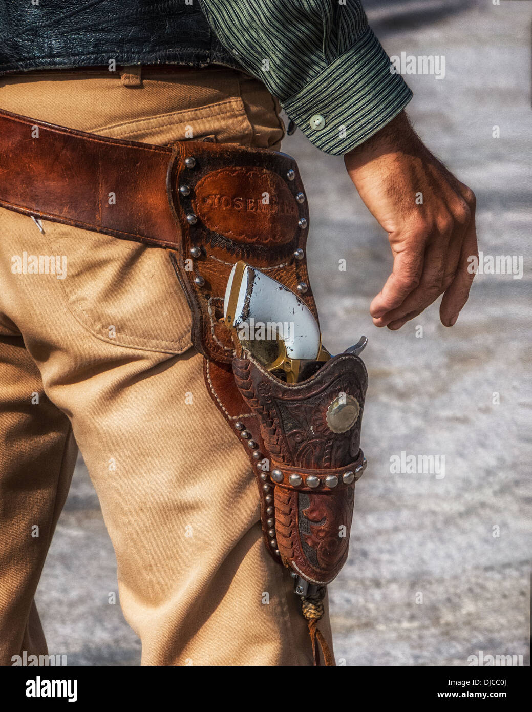 Disegnare tre partner . Un gunfight nelle strade di Oatman Arizona Foto Stock