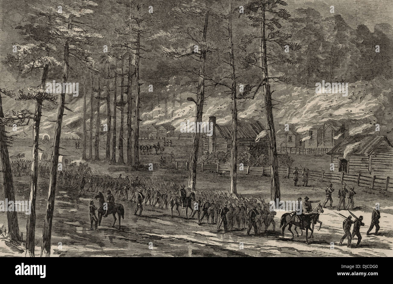 Sherman del marzo attraverso la Carolina del Sud - Masterizzazione di Mcphersonville Febbraio 1, 1865 Foto Stock