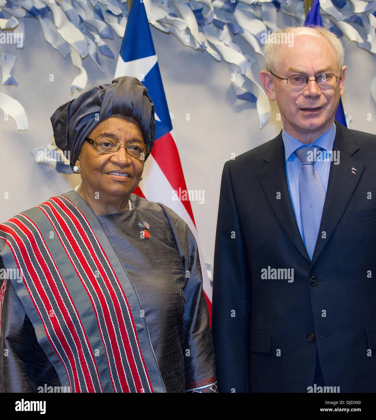 Ellen Johnson Sirleaf, Presidente della Liberia, nella foto con il Presidente del Consiglio europeo Herman Van Rompuy Foto Stock