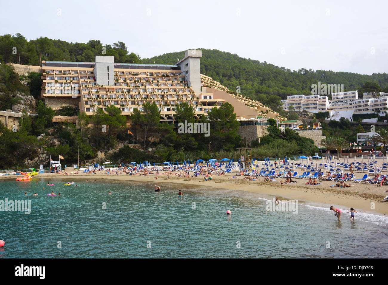 Spiaggia a port de Sant Miguel, Sant Joan de Labritja, ibiza, Spagna Foto Stock