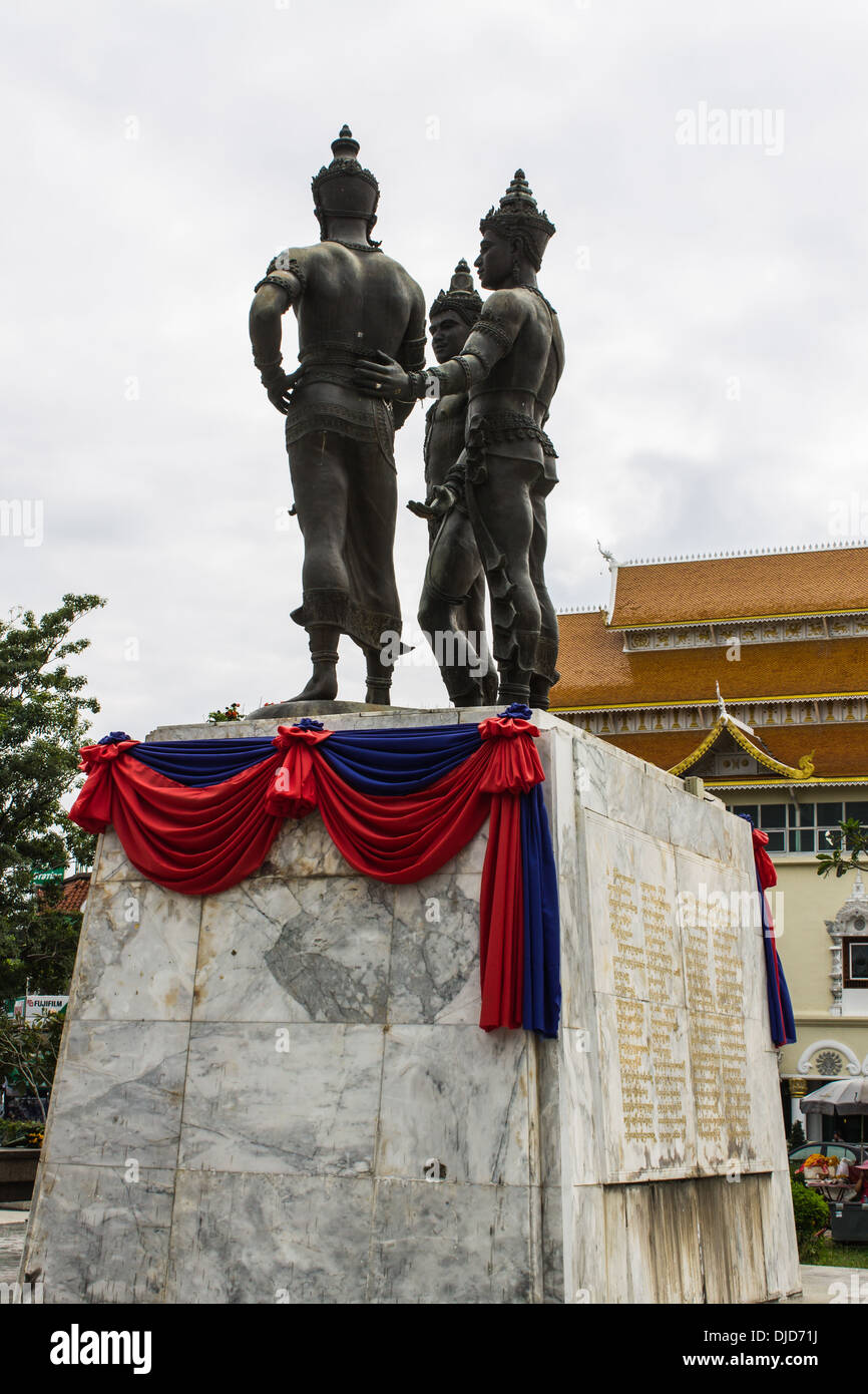 Tre Re monumento, Chiang Mai Foto Stock