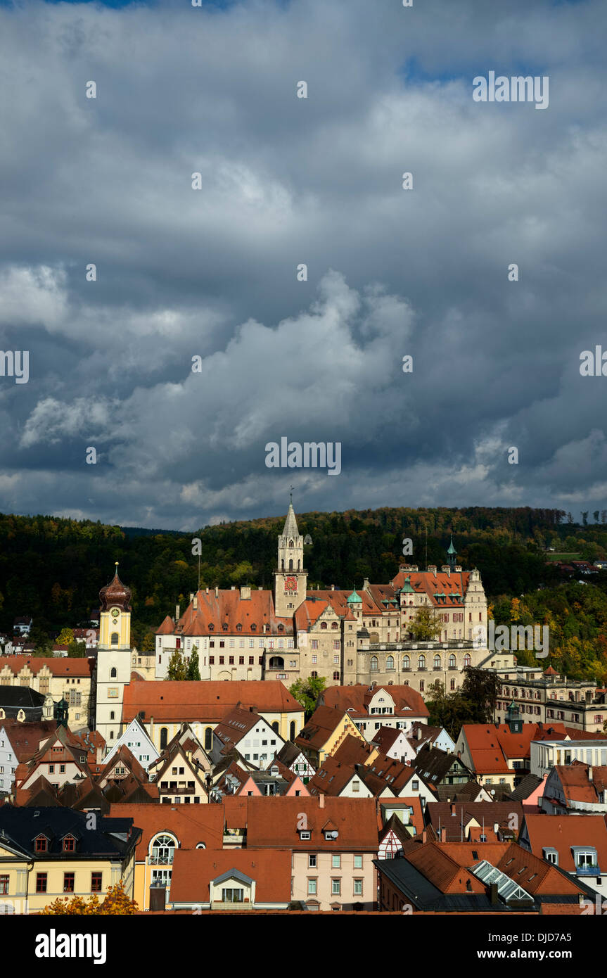 Germania, Baden Wuerttemberg, Sigmaringen, vista di Sigmaringen Castle Foto Stock