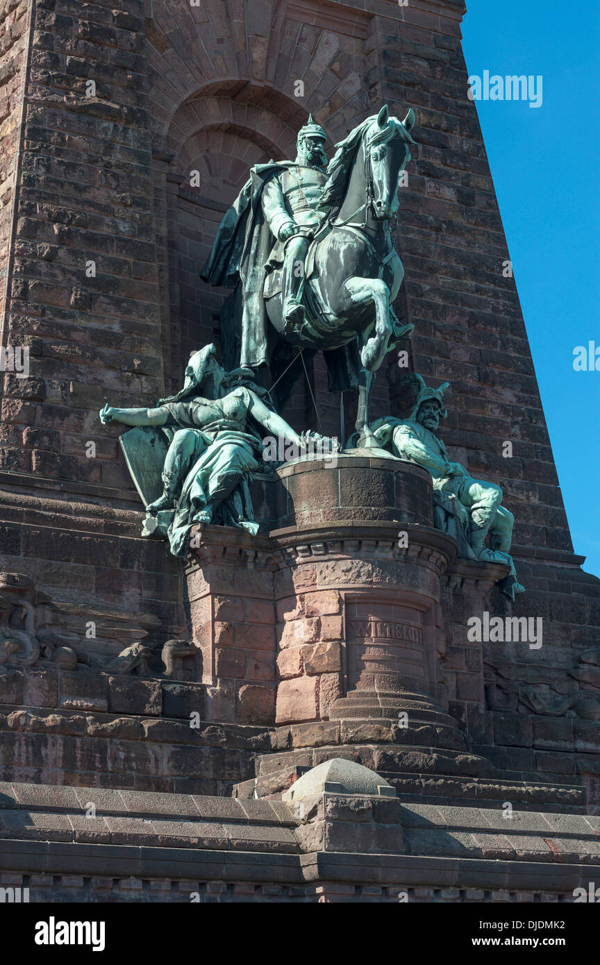 Statua equestre di kaiser Guglielmo I, Kyffhaeuser memorial, scultore Emil Hundrieser, Straße der Monumente itinerario panoramico Foto Stock