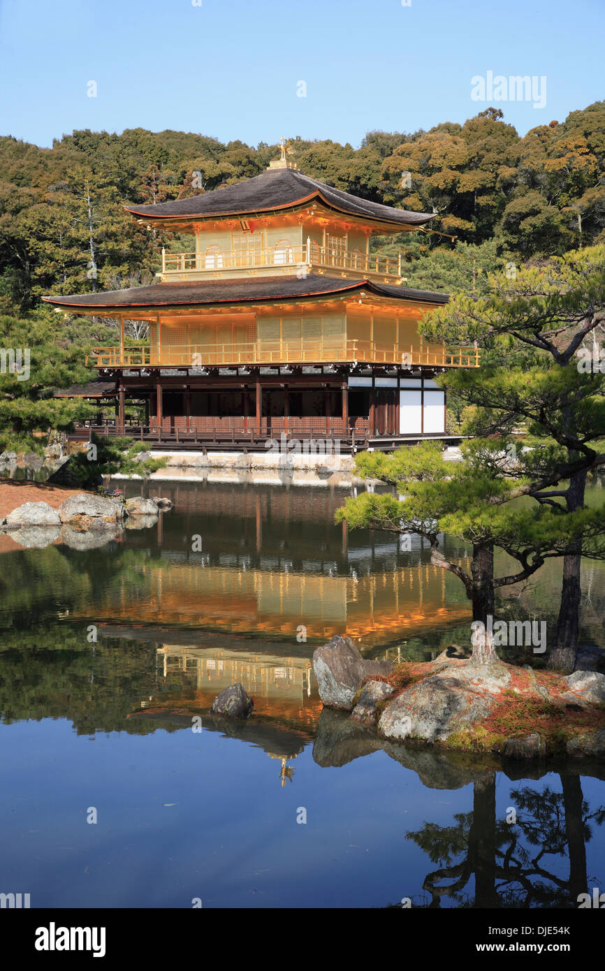 Giappone, Kansai, Kyoto, Kinkakuji Tempio d'oro Padiglione Foto Stock