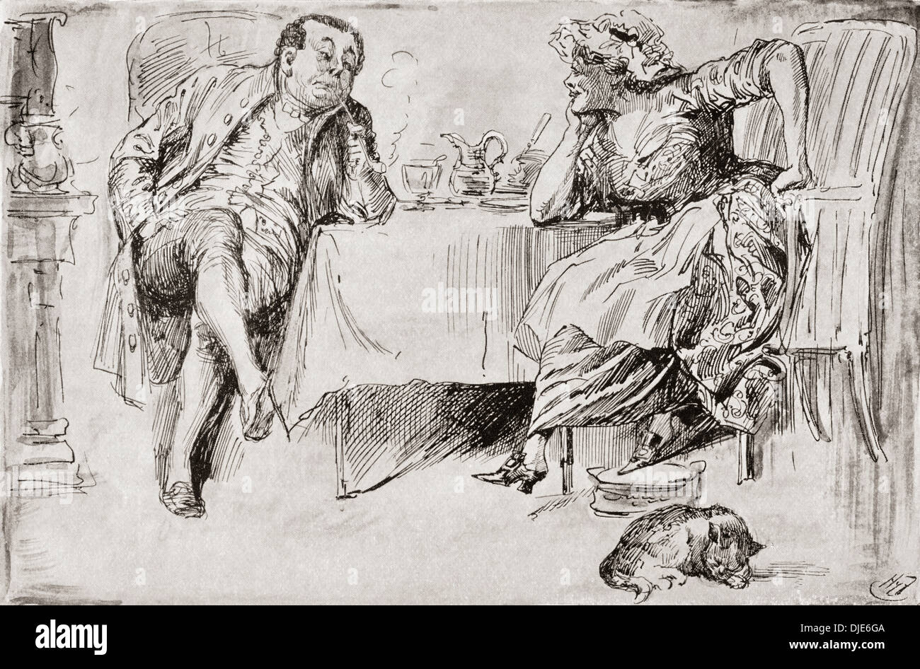 La clemenza e la Gran Bretagna. Illustrazione di Harry Furniss per breve storia la battaglia di vita dai libri di Natale da Charles Dickens Foto Stock
