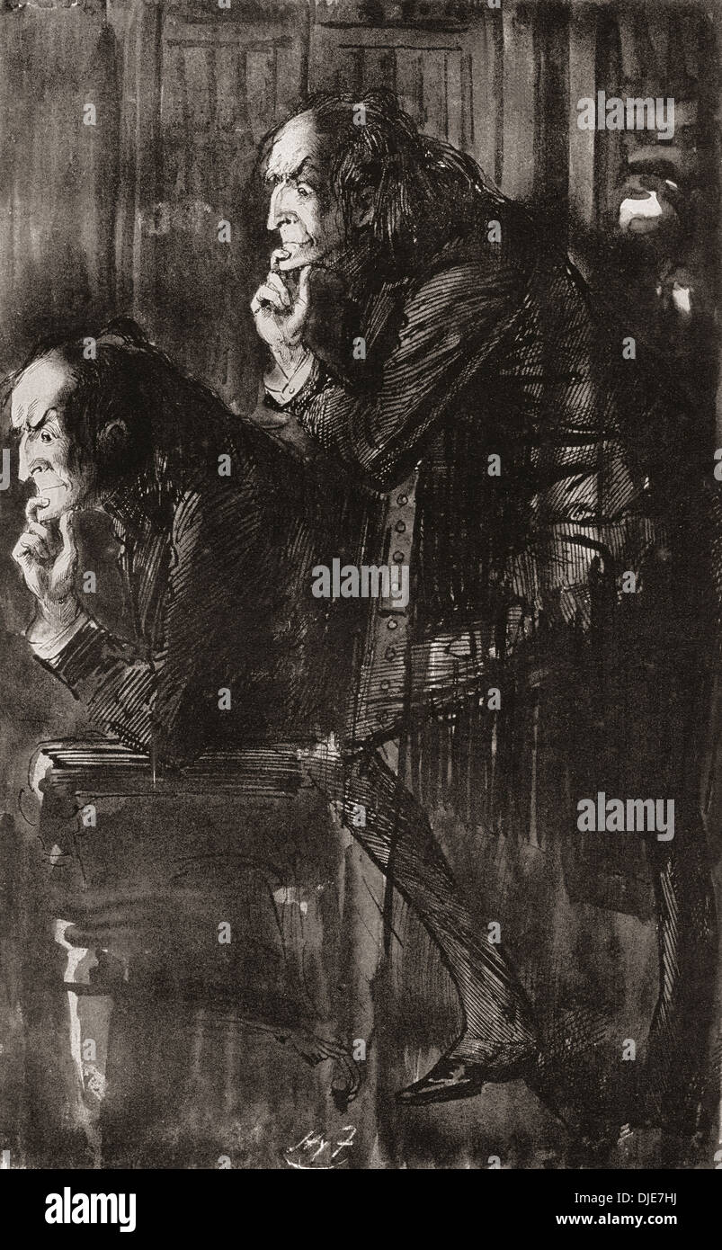 Il fantoccio. Illustrazione di Harry Furniss nell'uomo perseguitato e il fantasma del canzoni dal Natale libri di Dickens. Foto Stock