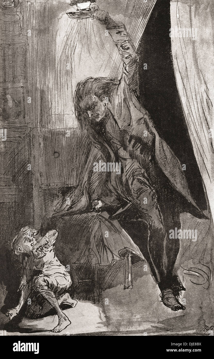 I'll bite, se mi ha colpito! Illustrazione di Harry Furniss per la breve storia la Haunted l uomo e il fantasma del canzoni da Dickens Foto Stock