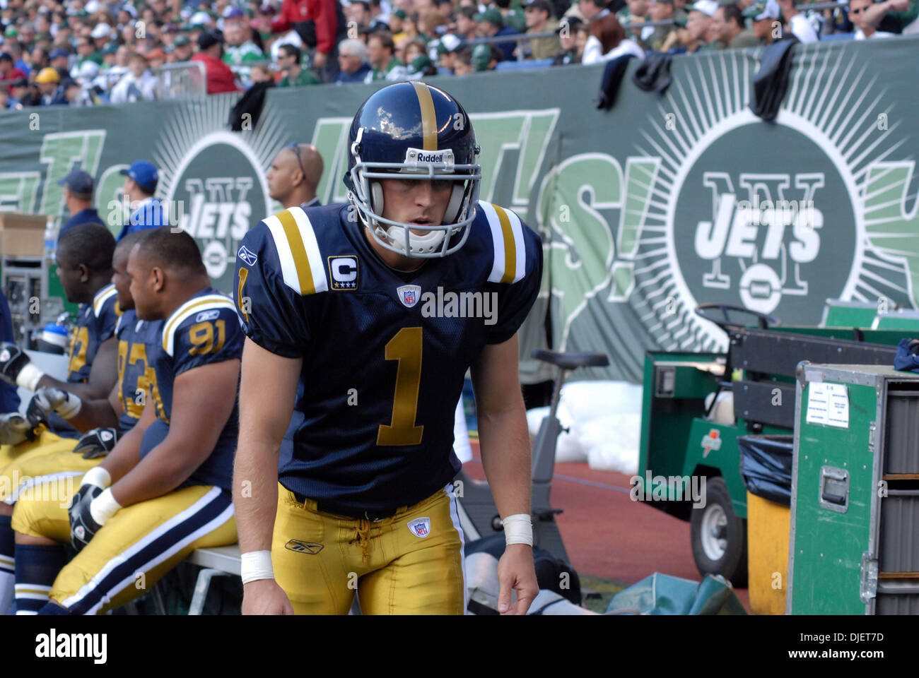 Oct 14, 2007 - New York New York, Stati Uniti d'America - NFL Football: i getti di NY vs Philadelphia Eagles al Giant Stadium. Eagles ha vinto 16-9 in NYC. (Credito Immagine: © Jeffrey Geller/ZUMA Press) Foto Stock