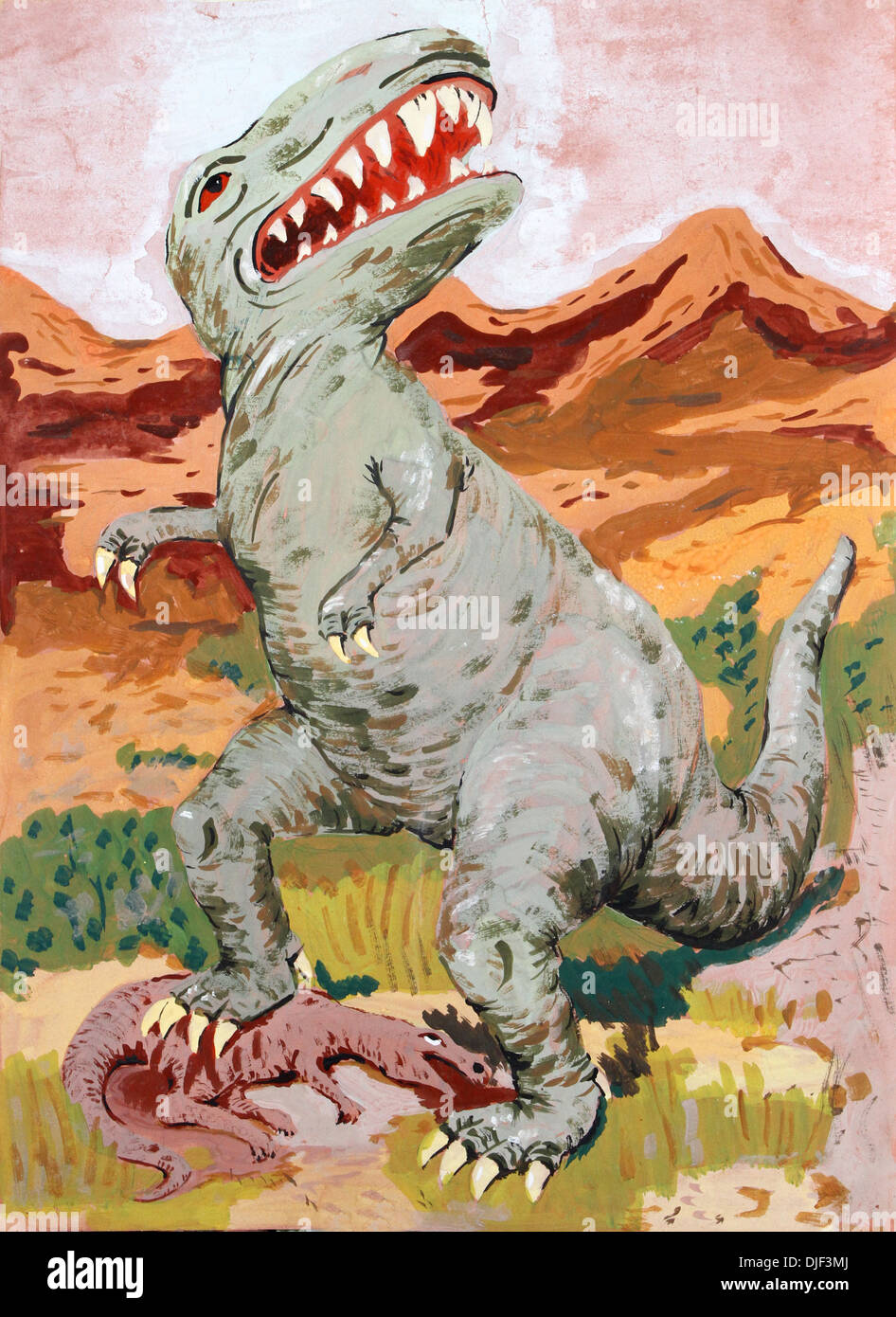 Illustrazione di un Tirannosauro Rex dinosauro Foto Stock