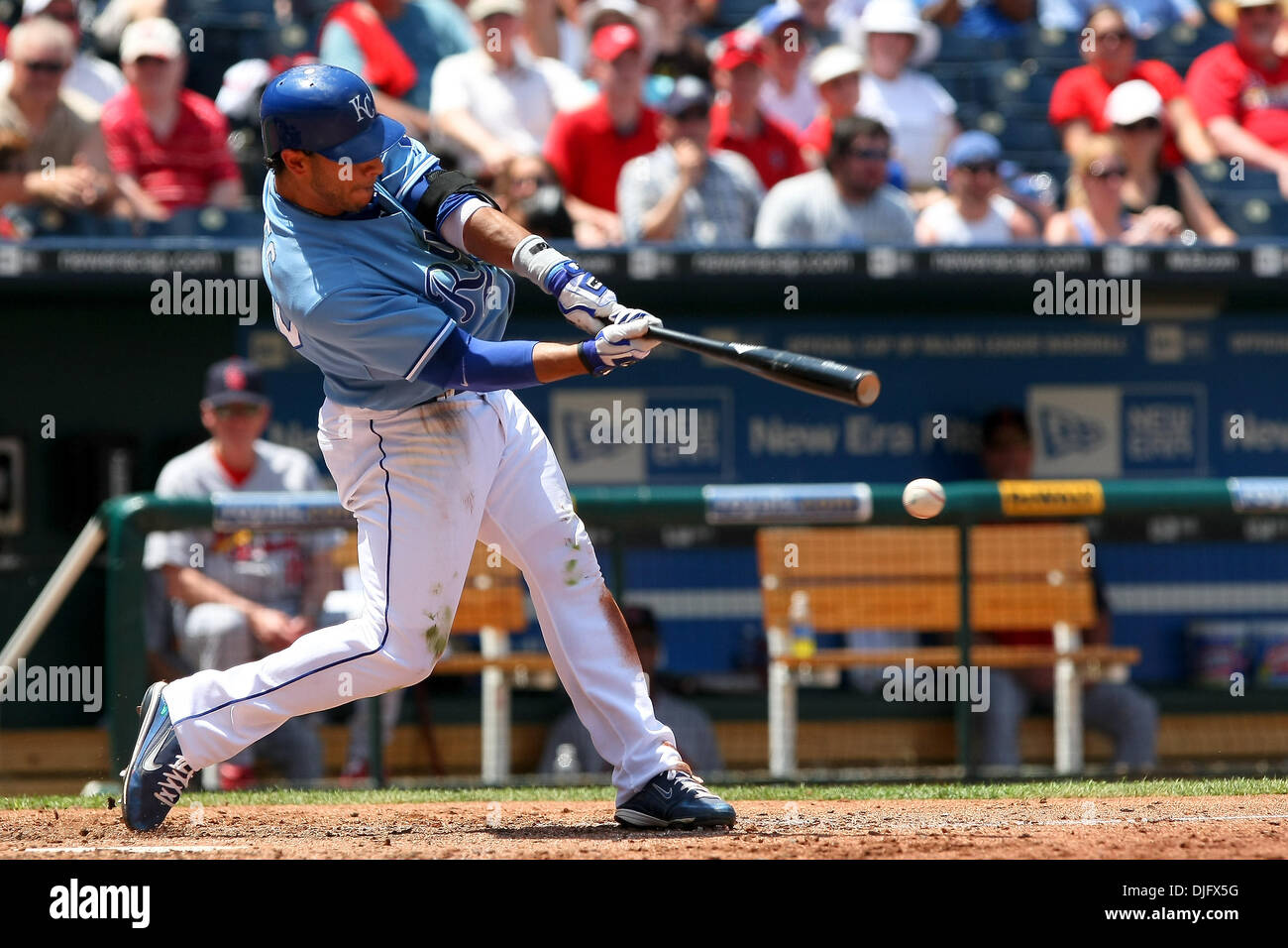 26 Giugno 2010: Kansas City Royals secondo baseman Mike Aviles (30) a bat durante un gioco tra il St. Louis Cardinals e il Kansas City Royals presso Kauffman Stadium di Kansas City, Missouri. Cardinali sconfitto il Royals 5-3. Credito: Scott Kane / Southcreek globale. (Credito Immagine: © Scott Kane/Southcreek globale/ZUMApress.com) Foto Stock