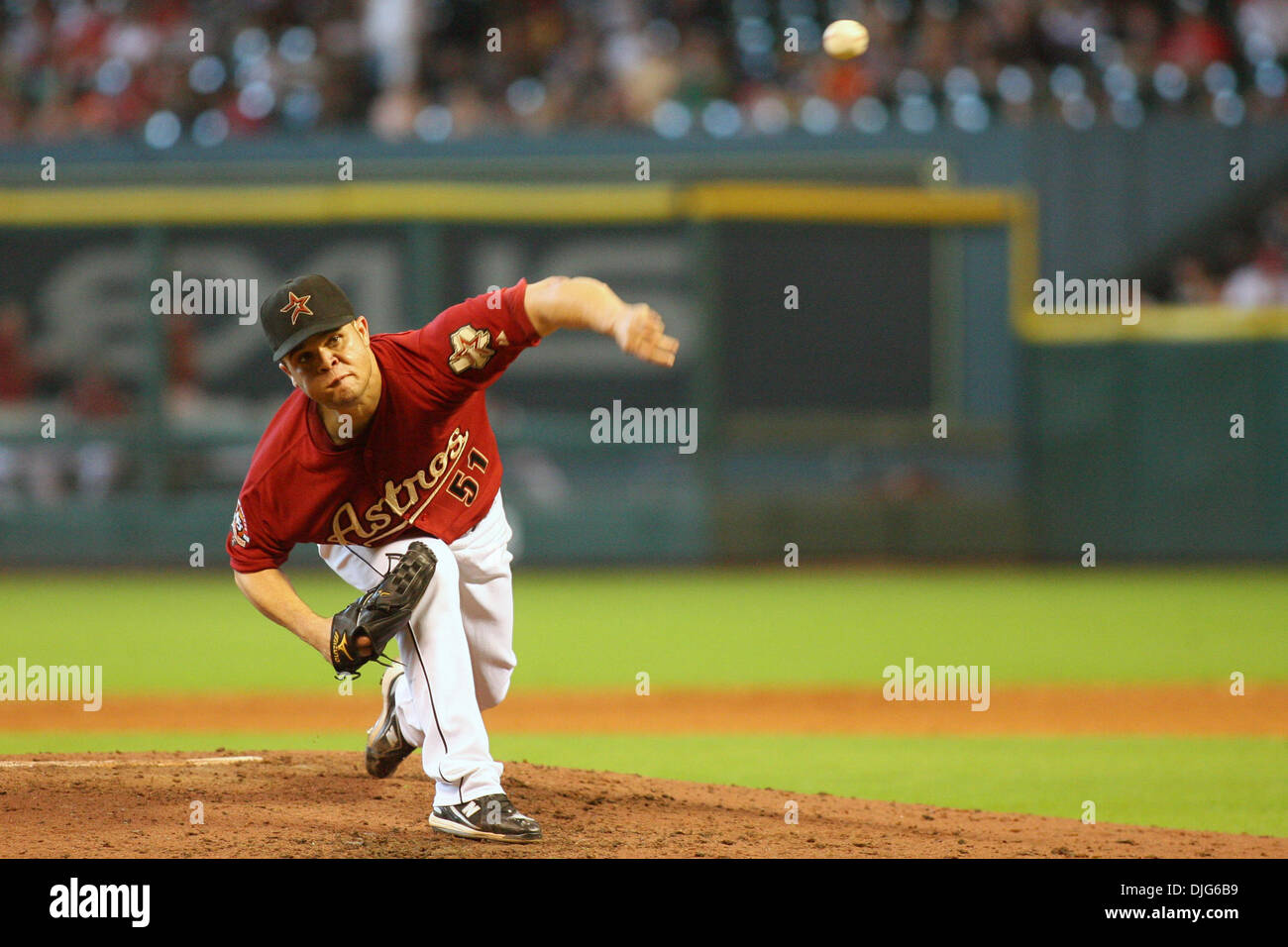 Houston Astros a partire lanciatore Wandy Rodriguez pitching nel sesto inning. Il St. Louis Cardinals sconfitto Houston Astros 4 - 2 al Minute Maid Park, Houston, Texas. (Credito Immagine: © Luis Leyva/Southcreek globale/ZUMApress.com) Foto Stock