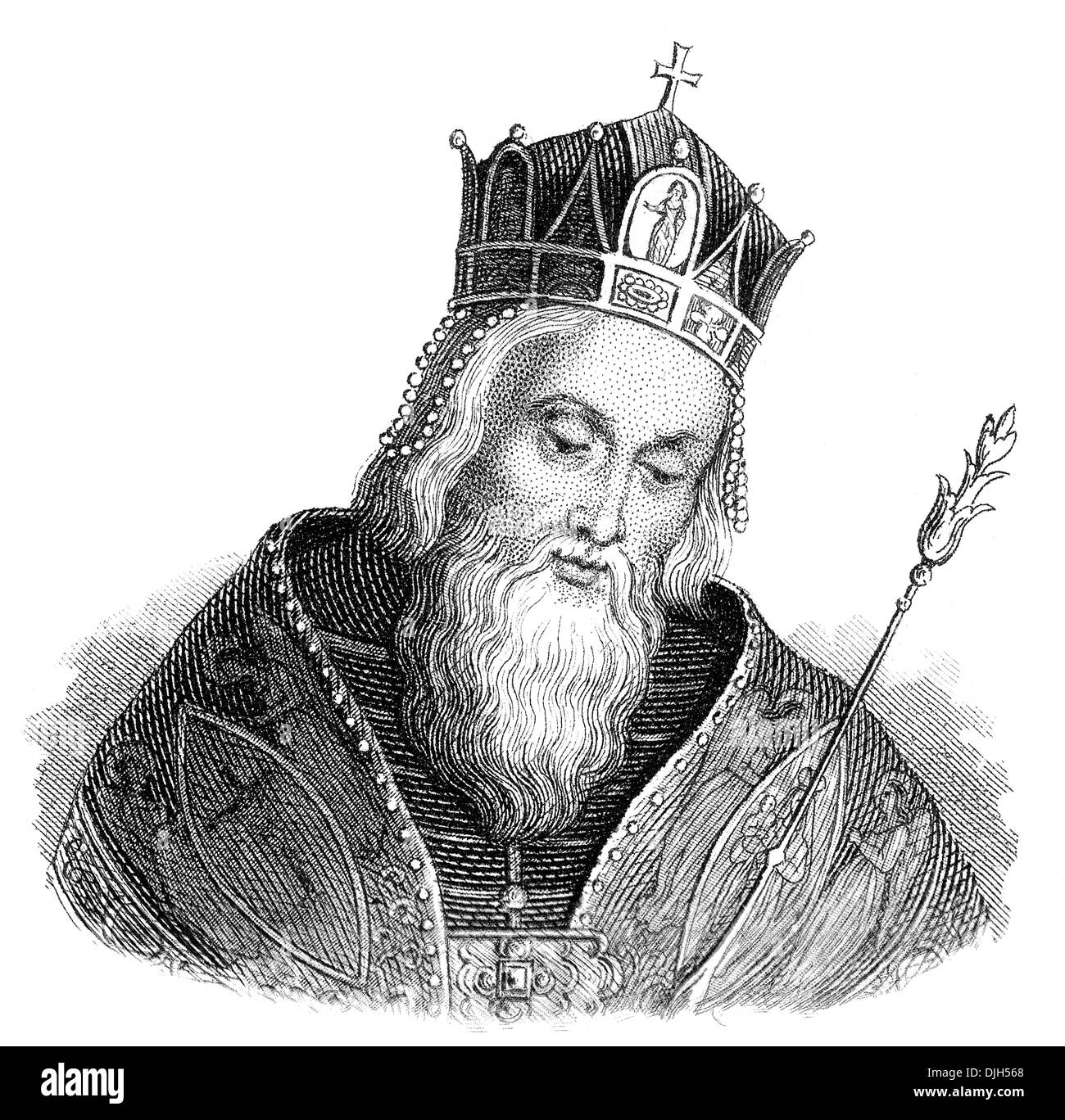 Ritratto di Stefano I, o Santo Stefano, 969 - 1038, il Gran Principe degli ungheresi e il primo re di Ungheria Foto Stock