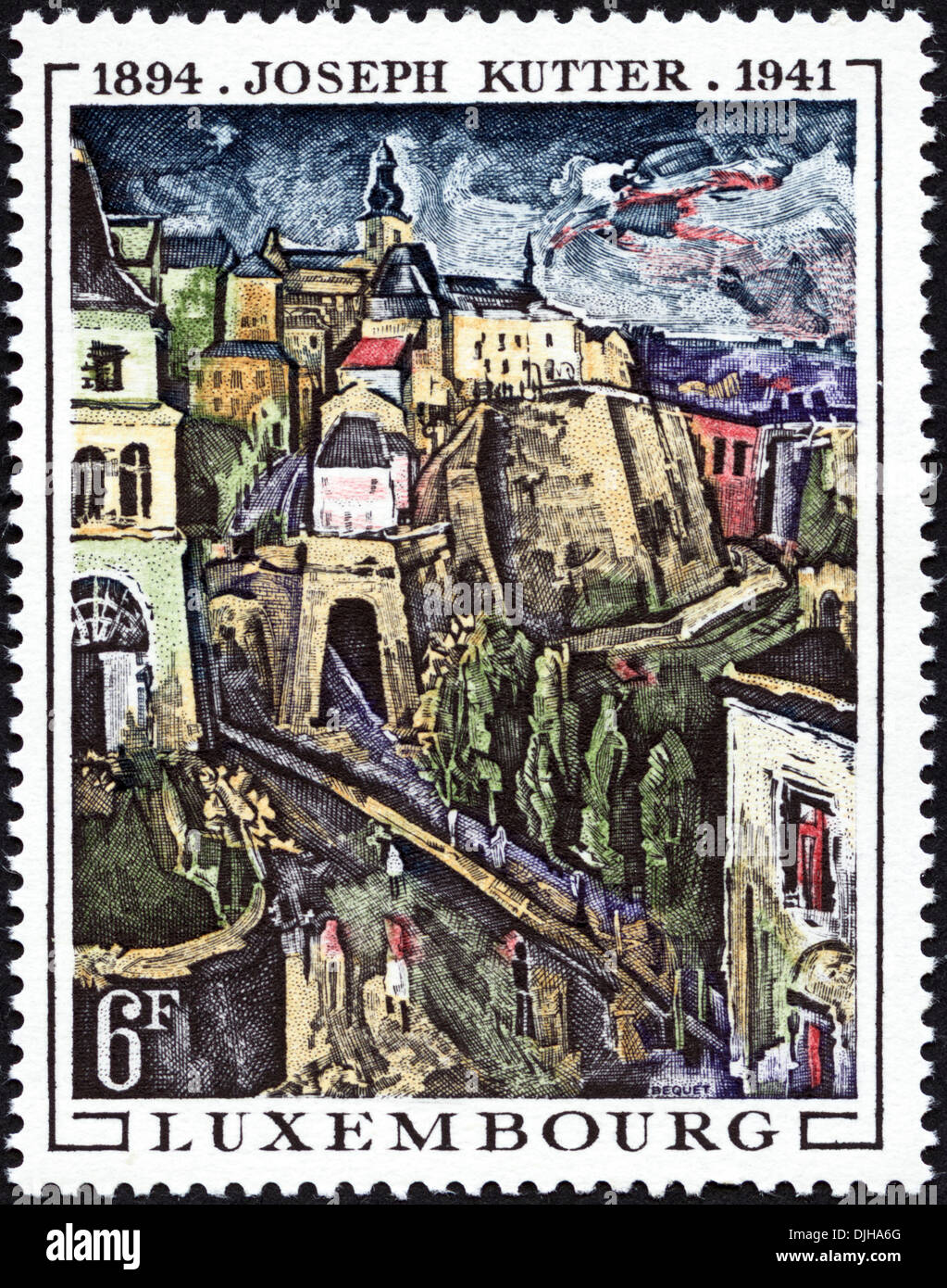 Francobolli Lussemburgo 6F dotate di artista Joseph Kutter 1894 - 1941 datata 1969 Foto Stock