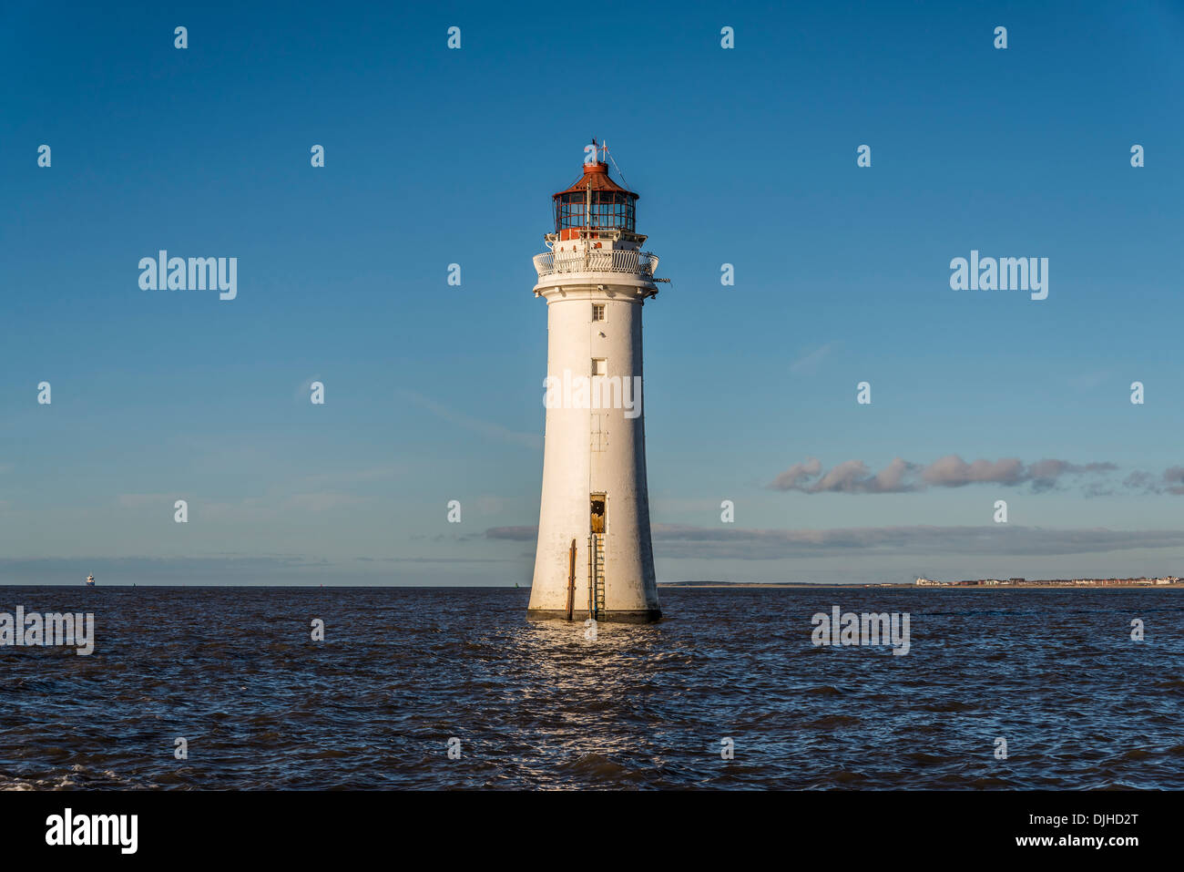 New Brighton Pesce persico Rock lighthouse fiume Mersey Foto Stock