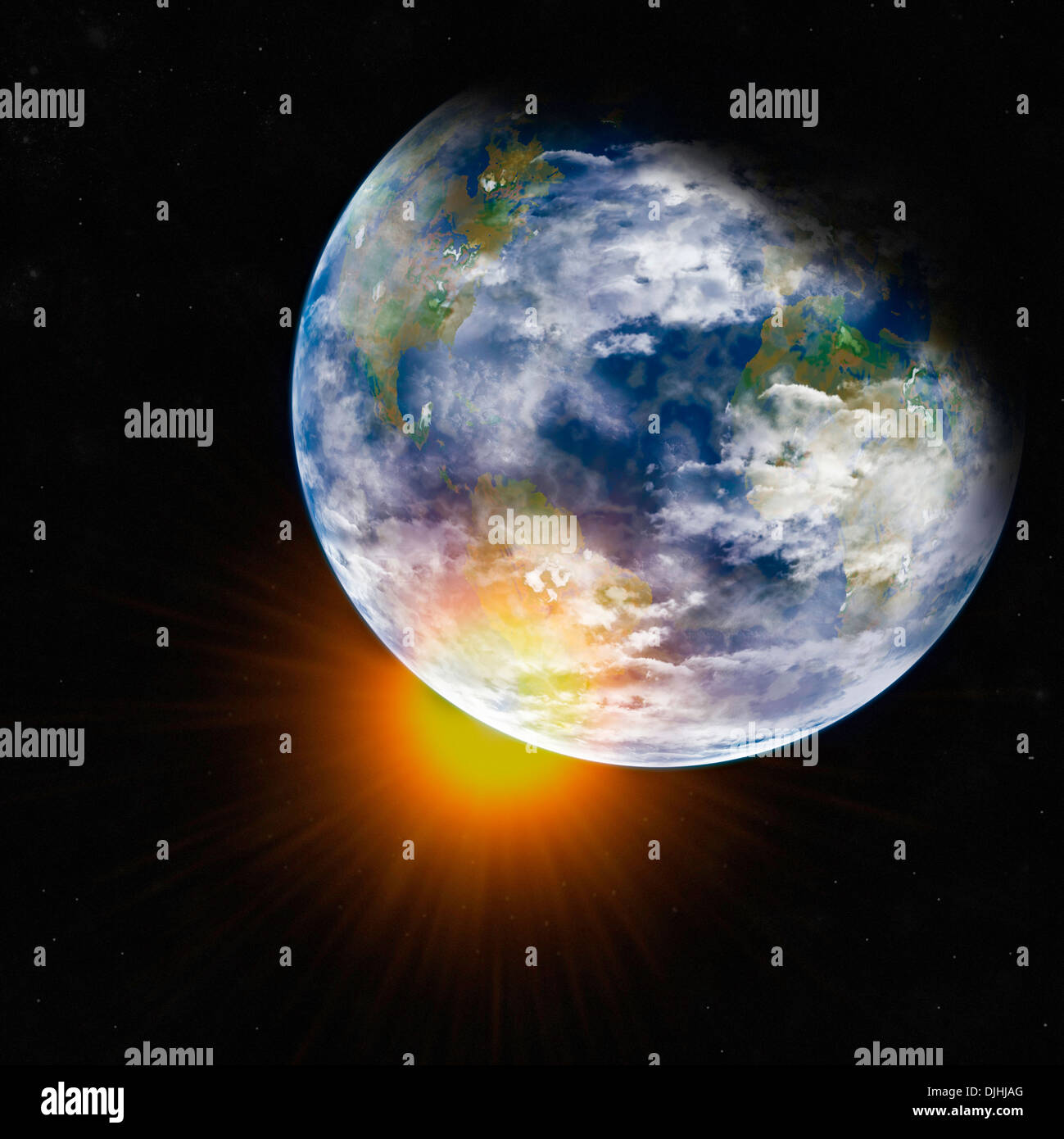 La terra dallo spazio che mostra il Nord e Sud America. Immagine dettagliata. Foto Stock