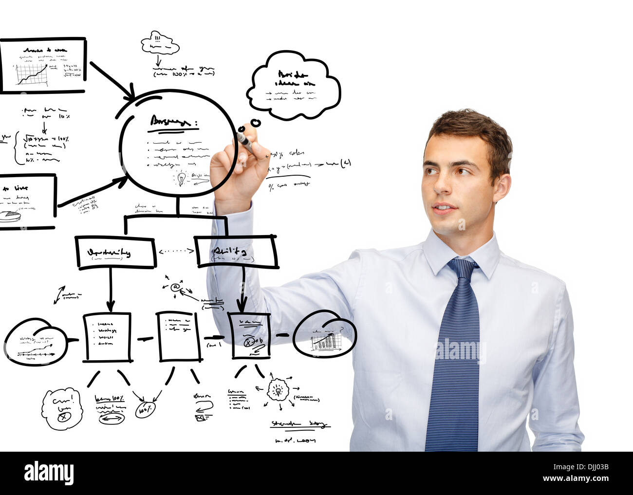Attraente buisnessman o un insegnante con marcatore Foto Stock