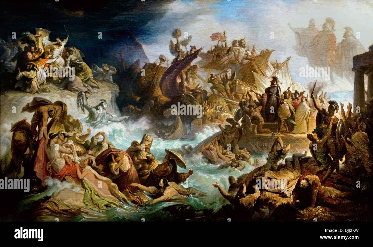 La battaglia di Salamina 1858 Wilhelm von Kaulbach (1804-1874) tedesco Germania Foto Stock