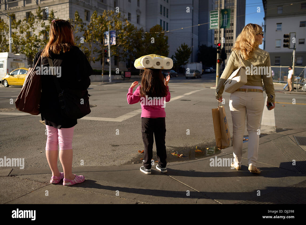 San Francisco ragazza saldi water carta in rotolo Foto Stock